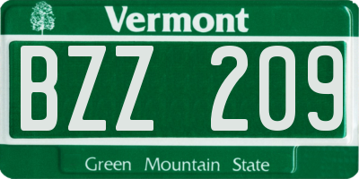 VT license plate BZZ209