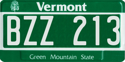 VT license plate BZZ213
