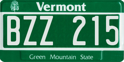 VT license plate BZZ215