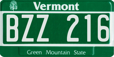 VT license plate BZZ216