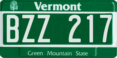VT license plate BZZ217
