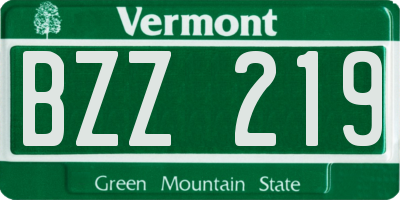 VT license plate BZZ219