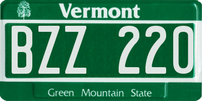 VT license plate BZZ220
