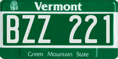 VT license plate BZZ221