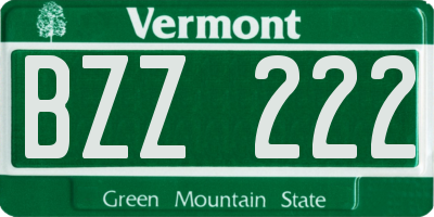 VT license plate BZZ222