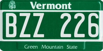 VT license plate BZZ226