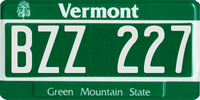 VT license plate BZZ227