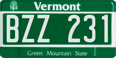 VT license plate BZZ231
