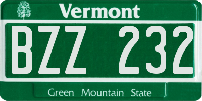 VT license plate BZZ232