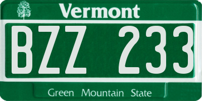 VT license plate BZZ233