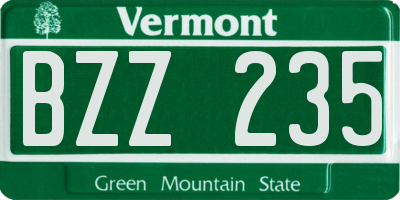 VT license plate BZZ235