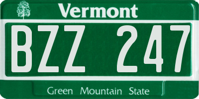 VT license plate BZZ247