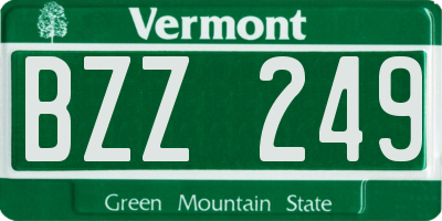 VT license plate BZZ249