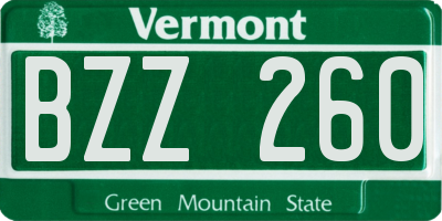 VT license plate BZZ260