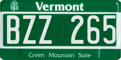 VT license plate BZZ265