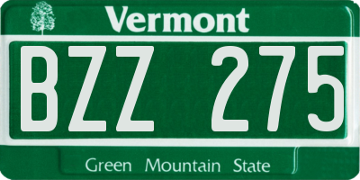 VT license plate BZZ275