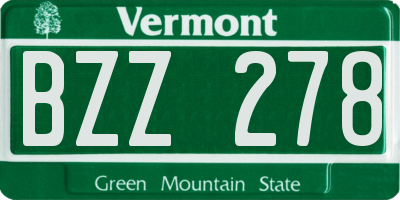 VT license plate BZZ278