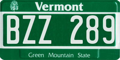 VT license plate BZZ289