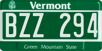 VT license plate BZZ294