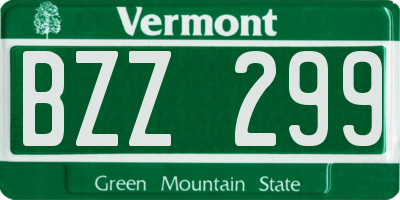 VT license plate BZZ299