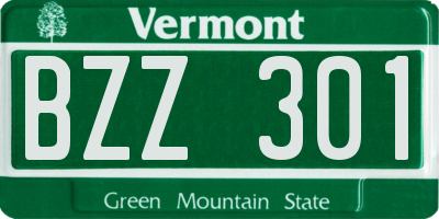 VT license plate BZZ301