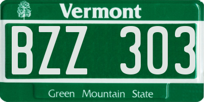 VT license plate BZZ303