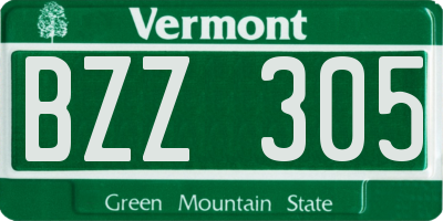 VT license plate BZZ305