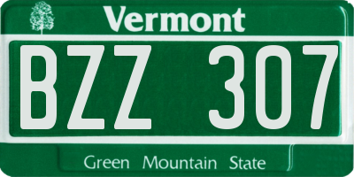 VT license plate BZZ307