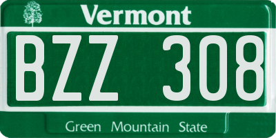 VT license plate BZZ308