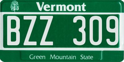 VT license plate BZZ309