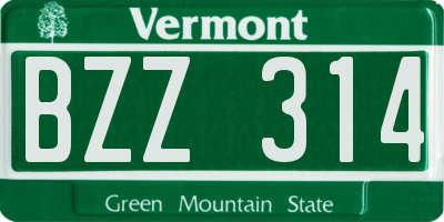 VT license plate BZZ314
