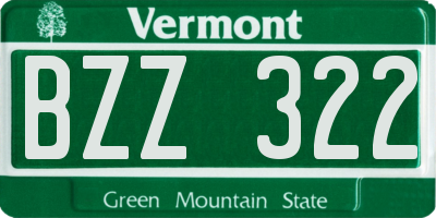 VT license plate BZZ322
