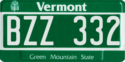 VT license plate BZZ332