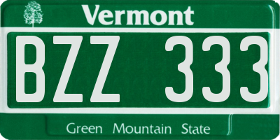 VT license plate BZZ333