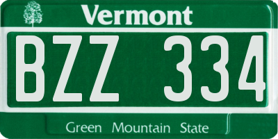 VT license plate BZZ334