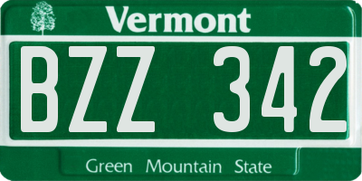 VT license plate BZZ342