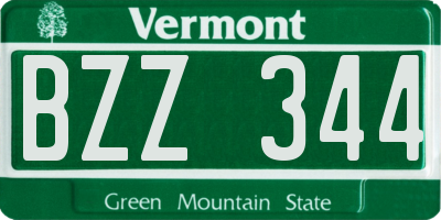VT license plate BZZ344