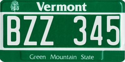 VT license plate BZZ345