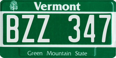 VT license plate BZZ347