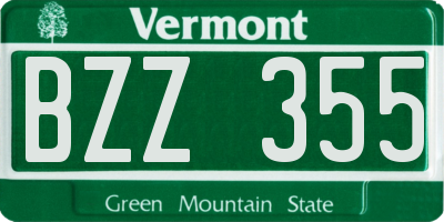 VT license plate BZZ355