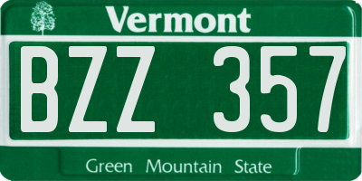 VT license plate BZZ357