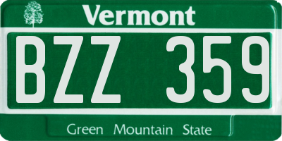VT license plate BZZ359