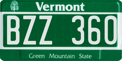 VT license plate BZZ360