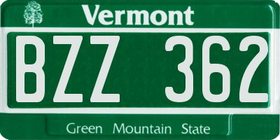 VT license plate BZZ362