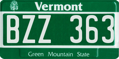 VT license plate BZZ363