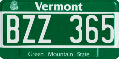 VT license plate BZZ365