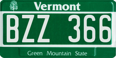 VT license plate BZZ366