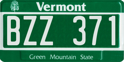 VT license plate BZZ371