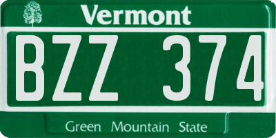 VT license plate BZZ374