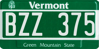 VT license plate BZZ375